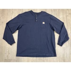 Carhartt Blue Long Sleeve Original Fit Henley Shirt Men’s Size XL